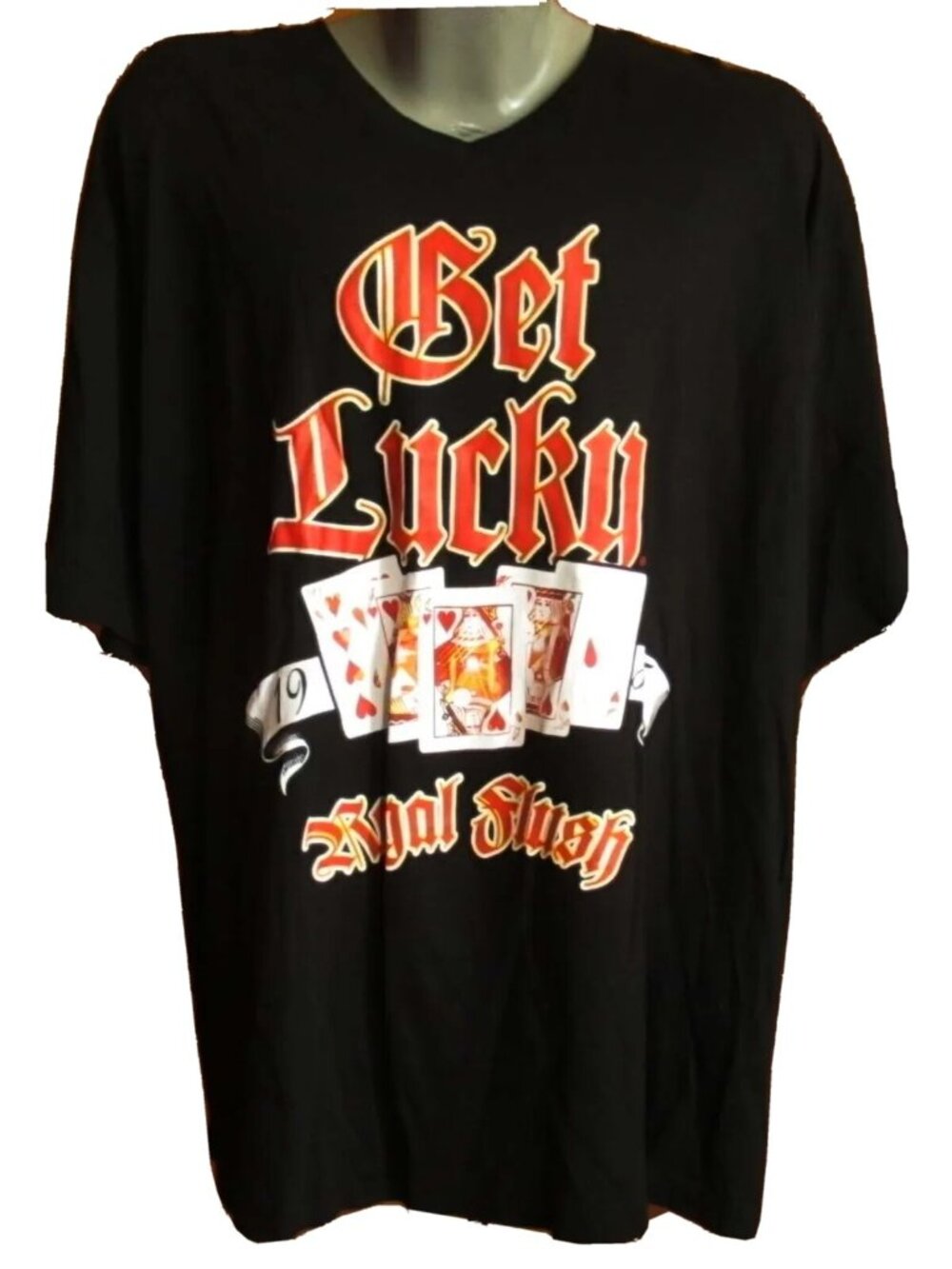 LARGE NEW Vtg Y2K T Shirt Mens 90s GET LUCKY ROYAL FLUSH HIP HOP Graphic Tee